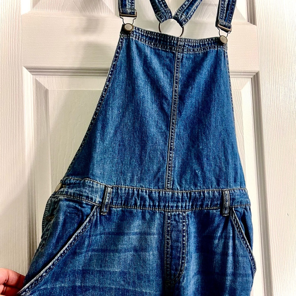 Free people wide leg denim jumpsuit